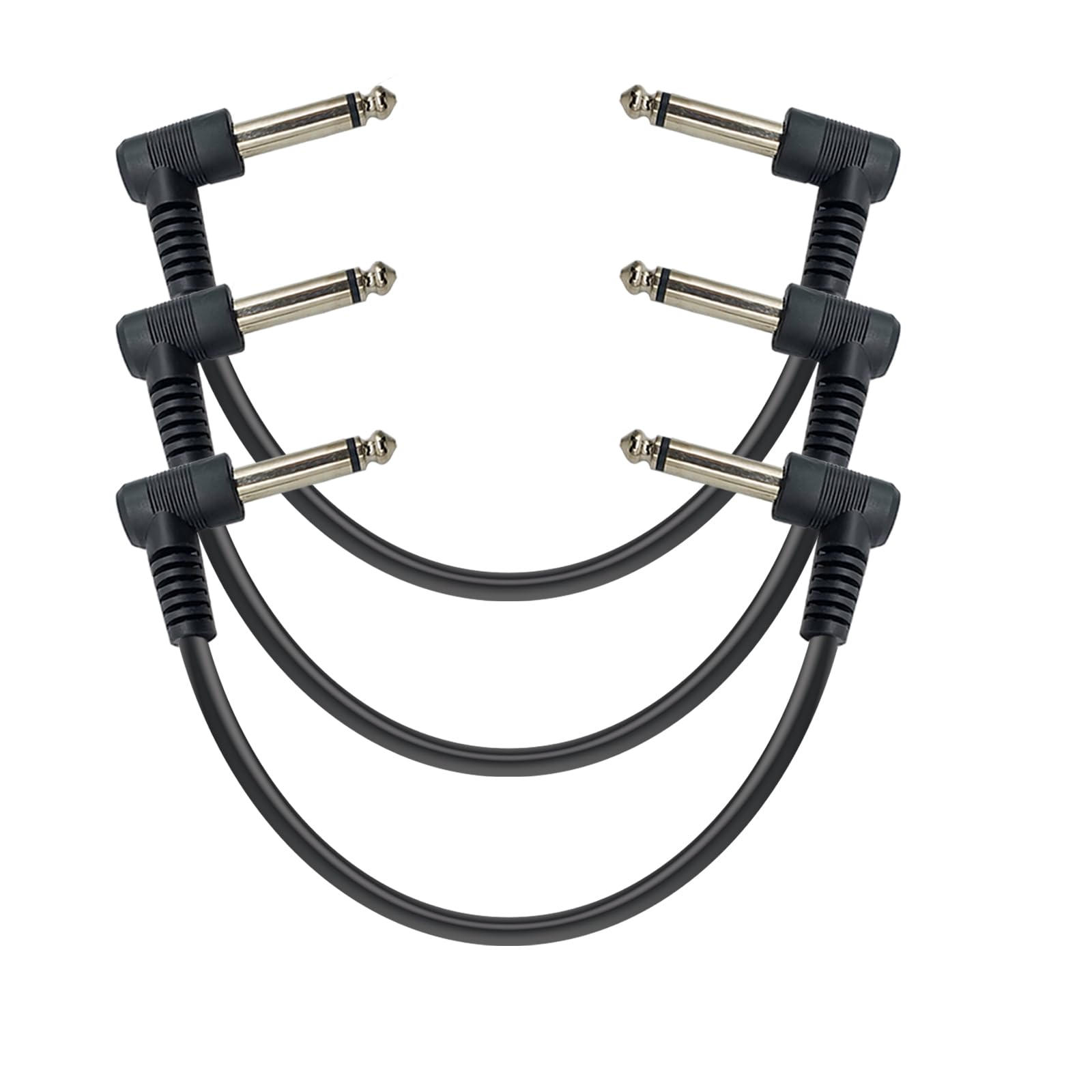 iYueMps 3 Pack 15cm Mono Guitar Patch Cable, Right Angle 1/4 inch 6.35mm Plugs, Suitable for Electric Guitar/Bass, Keyboard, Electronic Drum, Mixer, Amplifier