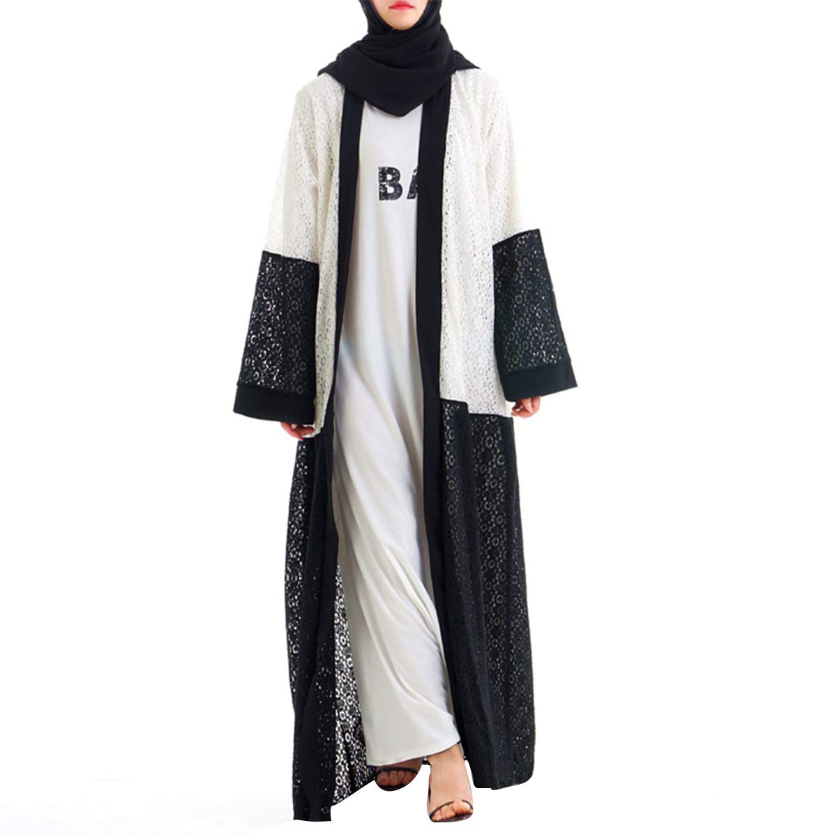 Dcsanhdocnio Floral Lace Color Block Cardigan Long Sleeve
