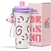 pluseight Stainless Steel Tumbler with Straw, 600ml/20oz Tumbler with Leak Proof, Reusable Double Walled Water Bottle, Thermo Coffee Travel Mug (White)