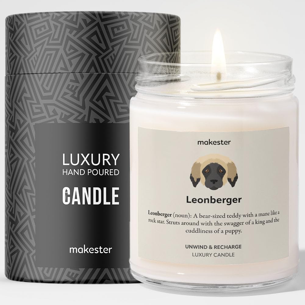 Leonberger Gifts - Luxury Soy Wax Candle - Vanilla, Jasmine, Sugared Almond - Makester