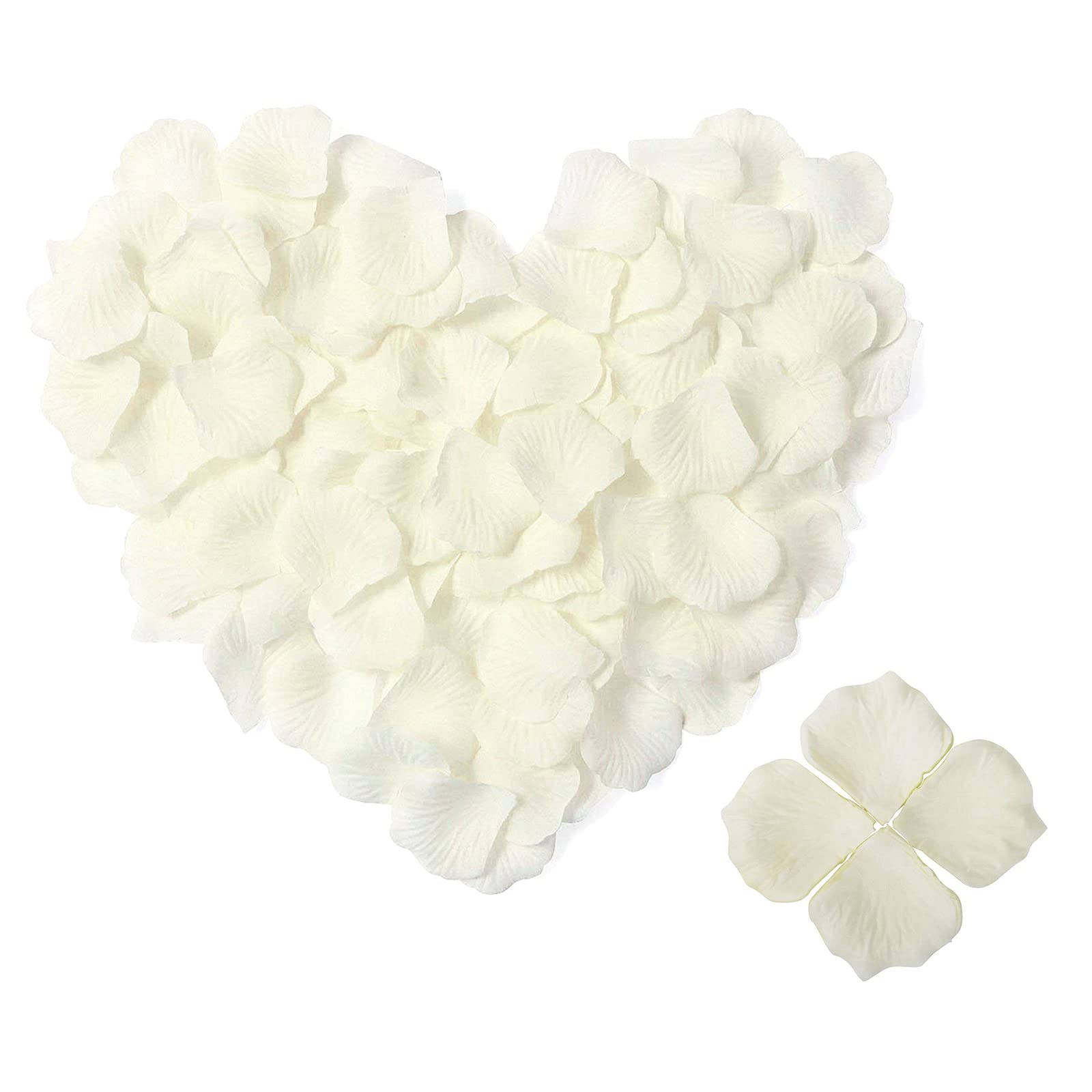 Fodlon 4000pcs Rose Flower Petals For Weddings, Silk Rose Petal Red, Tasteless Artificial Silk Flower Petals, Rose Petal Table Decoration For Valentine's Day, Wedding Aisle, Bed,Party,Bath (White)