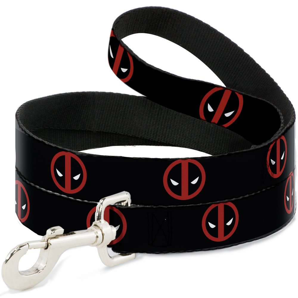Buckle Down "Marvel Universe Dead pool Logo Black/Red/White Dog Leash, 4'
