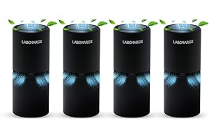 Lab Charge Small Ionic Air Purifier for Home & Bedroom – Silent HEPA Filter – Covers 250 Sq Ft - Free Cleaner for Pets, Hair, Smoke, Dust, Odors & Dander – Compact & Black Design - Pack of 4