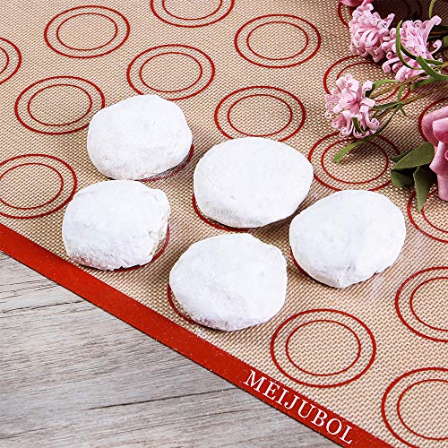 MEIJUBOL Silicone Baking Mat Set of 2 Half Sheet (16-1/2" x 11-5/8") Non Stick Heat Resistant BPA Free Macaroon Mat Pan Tray Liner for Bake Pastry Cookie Bread