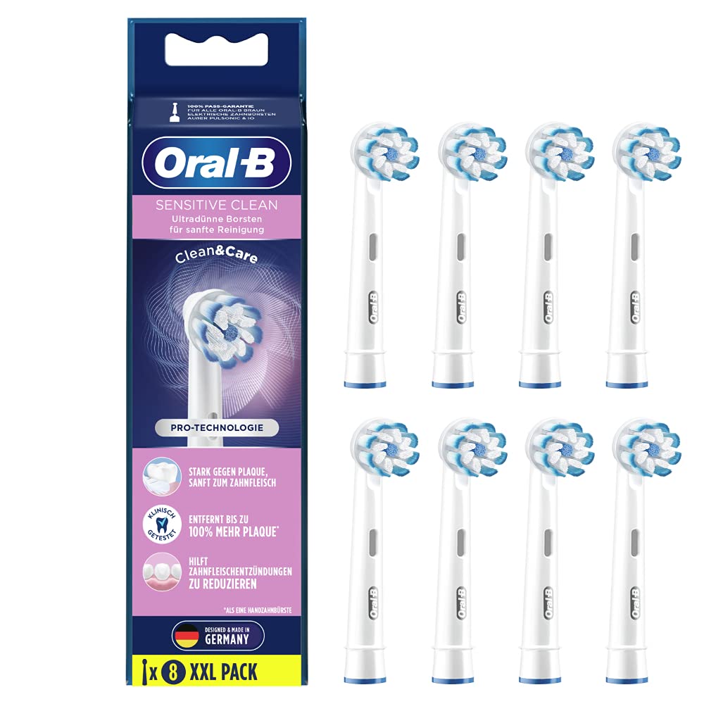 Oral-B - Sensitive Clean - Set of 8 Electric Toothbrush Heads - for Gentle Teeth Cleaning - Ultra-fine Bristle Technology