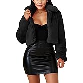 Ophestin Women Solid Color Long Sleeve Shaggy Lapel Faux Fur Coat Short Jacket Outwear Warm Winter