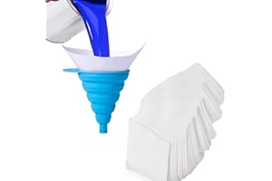 AOSWTLIF 100PCS Paper Funnel,149 Micro(100 mesh),Paint Filter, Resin Filter, House Paint Tool,Disposable Paint Strainers for Automotive Spray Paint (100PCS Paper Funnel & 1PCS Silicone Funnel)