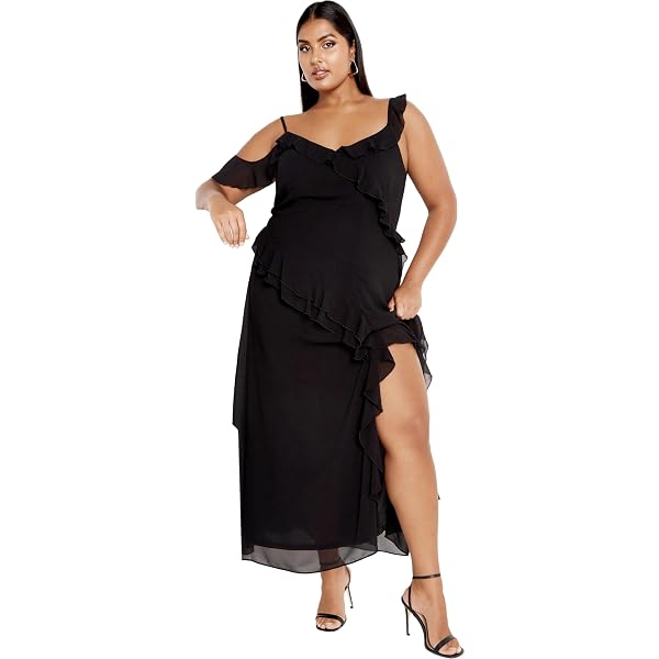 chinese dress ladies City Chic Plus Size Maxi Pleated Ombre FF at Amazon Women's Clothing store main image 0