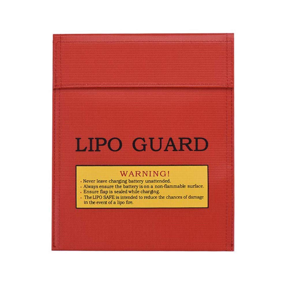 LiPo Guard,Fiber Li-Po Battery Safety Bag Fireproof Document Bag Resistant Explosion Guard for RC Batteries Protect Your Valuables Documents Money Jewelry 18 * 23CM Red