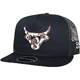 LOST CALF Mens Cowhide Black Flat Bill Adjustable Snapback Cap Hat