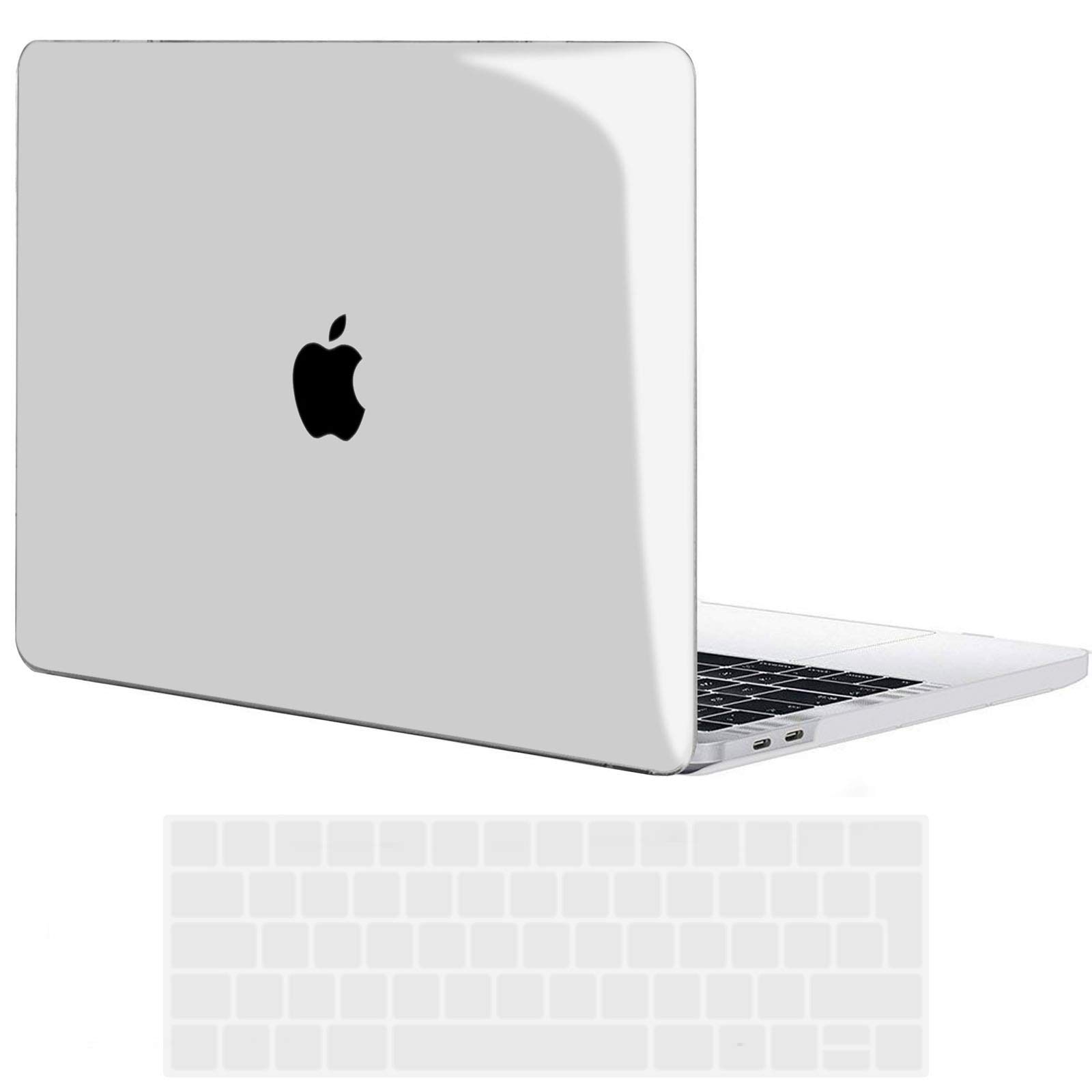 TECOOL Case compatible with MacBook Pro 15 inch 2019 2018 2017 2016 (A1990 A1707) with Touch Bar, Plastic Snap On Hard Shell Cover & UK EU Keyboard Protector, Clear Transparent (Glossy)