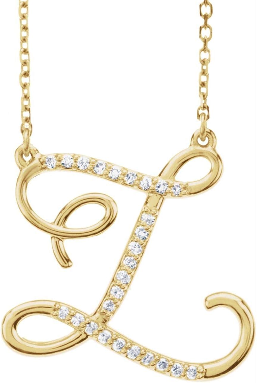 14k Yellow Gold Diamond Initial Letter' Z' Necklace 16