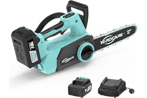 (2026 New) YARDCARE 12-Inch 18V Cordless Chainsaw with 4.0Ah Battery & Charger, Dual Mode, LED Display, High-Efficiency Brush