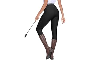 MoFiz Women's Horse Riding Pants Full Seat Silicon Knee-Patch Equestrian Breeches Horseback Schooling Tights Zipper Pockets