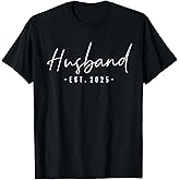 Couples Gifts For Husband And Wife Matching Husband Est 2025 Just Married Honeymoon Wedding T-Shirt