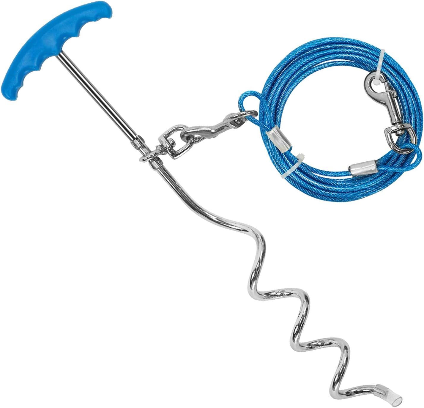 Petphabt 20ft(6m) heavy duty Dog tie out cable with 16 Inch spiral