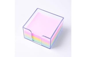 DUEECASEBIT Sticky Notes Holder，Clear Acrylic 3" x 3" Post it Note Holder Dispenser for Desk, Computer Screen, Classroom Office Organizer, Light Blue