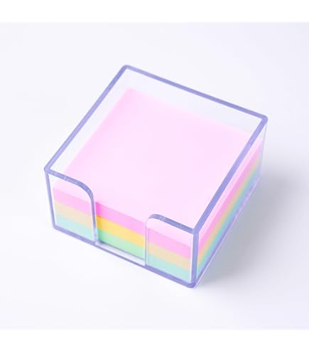 EIKODO-Acrylic Sticky Note Holder - 3 X 3 Sticky Note Dispenser With 4 Sets Of Colored Sticky Notes For Office And Home Desktop Organizer - View #2