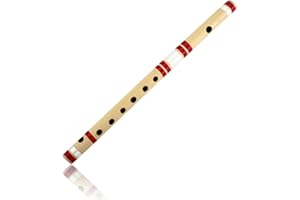 14 Inch Authentic Indian Wooden Bamboo Flute in 'B' Key Fipple Woodwind Musical Instrument Recorder Traditional Bansuri Handc