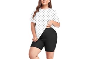 Inno Plus Size Rash Guard for Women Swimsuit, Short Sleeve Swim Shirt UPF 50+ Surfing Swimwear Beachwear