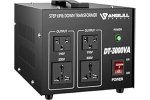 ANBULL DT-3000W Voltage Transformer Converter, 110V to 220V, 220V to 110V Step Up/Down Power Converter, Heavy Duty Voltage Converter 50-60Hz