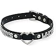 ADEMISHIA Black Heart O-ring Letter Choker Necklace For Women, Punk Handmade PU Leather Leash Collar Adjustable Gothic Jewerly