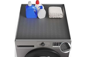 COAZEX Washer and Dryer Covers for the Top, 25.6'' x 23.6'' Silicone Dryer Top Protector Mat Non-slip Waterproof Washing Machine Cover Protector Top Load for Laundry & Kitchen (Dark Gray)
