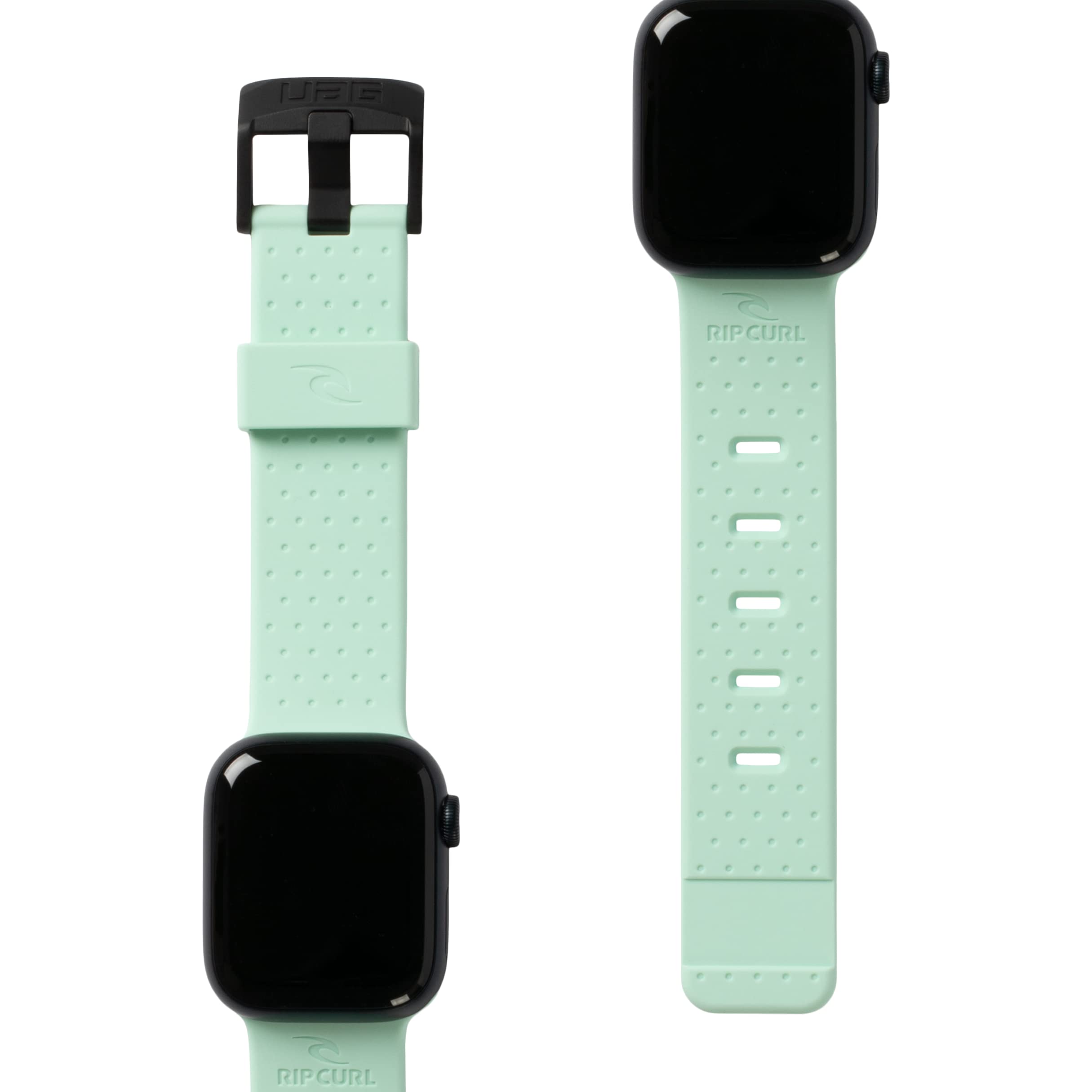URBAN ARMOR GEAR RIP CURL x UAG Compatible with Apple Watch Band 42/41/40mm iWatch Series 11/10/9/8/7/6/5/4/SE3/SE2/SE, Soft Touch Silicone Adjustable Replacement Strap, Trestles Misty Jade