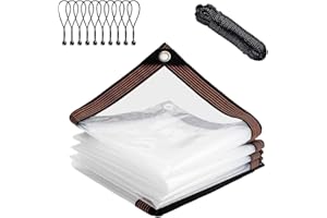 TOTOZAKUL Clear-Tarps-With-Grommets-4X8FT, PE Tarpaulin Tarps Transparent Tear Resistant Waterproof Greenhouse Tarp for Balcony Tent Cover Gardening Chicken Coop Canvas Painters Drop Cloth-4x8FT