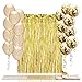 Artunique 23pc Gold Party Decorations & Party Supplies Kit | Huge Latex and Confetti Gold Balloons (18) | Gold Sequin Table Runner (1) | Gold Fringe Curtain Backdrop (2) | Gold Ribbon (2) |