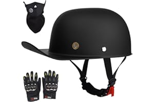 XINGSILUC Baseball Motorcycle Helmet - Half Helmet Motorcycle Men Women for Bike Cruiser Chopper Moped Scooter with Gloves and Masks, Dot Approve