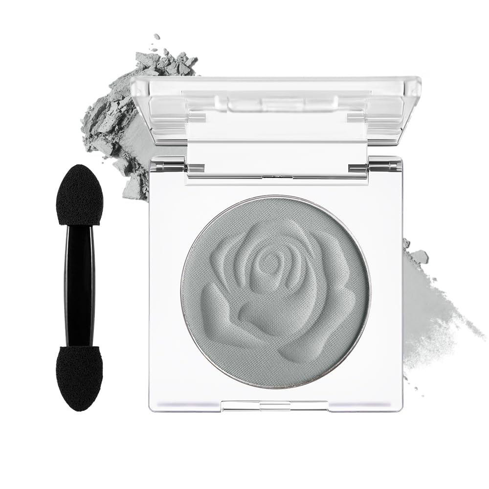 DE'LANCI Single Grey Eyeshadow Palette, Light Grey Matte Eyeshadow Makeup, Well - Pigmented Waterproof Gray, Basic Eye Shadow with High Durability, Wasteland - Punk Makeup, Vegan #03