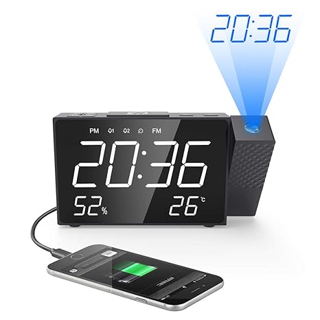 Proyector Digital Reloj De Alarma Radio FM Reloj, LED Radio ...