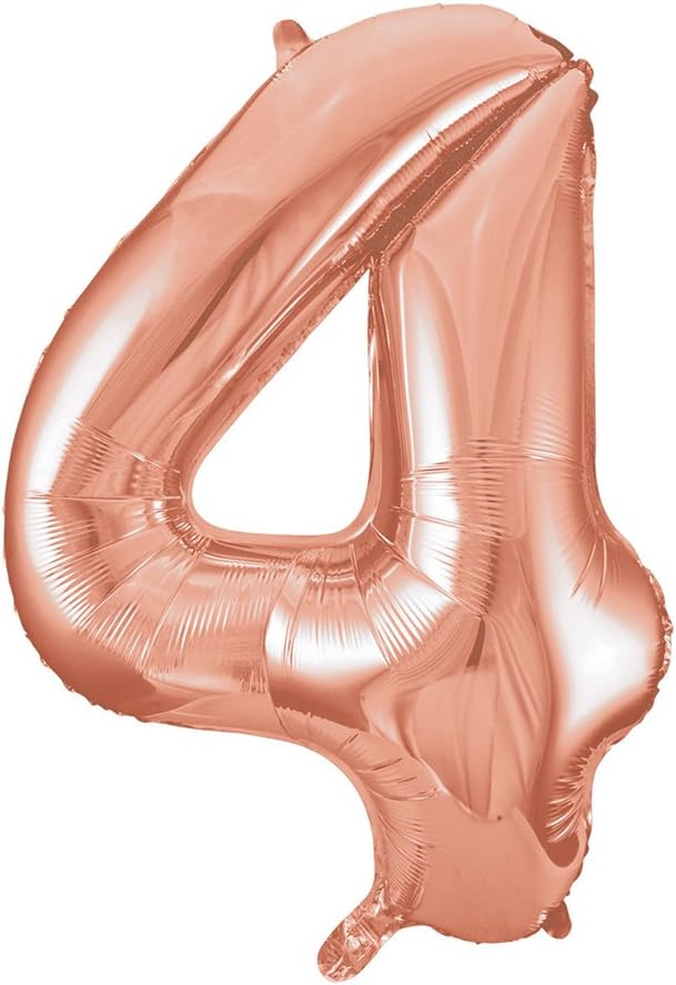 Unique Rose Gold Number 4 Shaped Large Foil Balloon 86cm - Birthday Party Decor