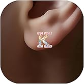 Gold Initial Earrings Stud, Colorful Rhinestone Letter Earrings Stud Cute Monogram Jewelry Alphabets from A-Z Gift Idea of the Earrings