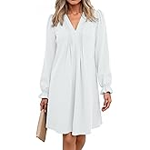 Dokotoo Womens Casual Dress A-Line Ruffle Sleeve V Neck Midi Dress 2025 Fashion Pleated Flowy Sundress Loose Shirt Dresses
