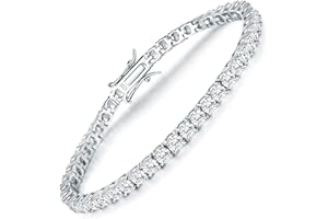 TIKJE 925 Sterling Silver 2-7mm Cubic Zirconia Classic Tennis Bracelet | White Gold Bracelets for Women | Size 6-8.5 inches