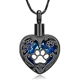 Yinplsmemory Pet Cremation Jewelry Paw Print Heart Urn Ashes Necklace for Dog/Cat Ashes Pendant Ashes Memorial Keepsake Necklace of Loved One