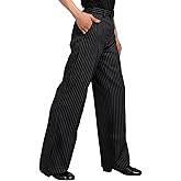 ZUCKY Mens Dance Pants Pinstripe Straight Latin Pant Professional Dance Trousers for Jazz Rumba Tango