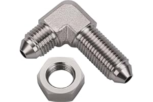 Podavelle 3AN 90 Degree Stainless Steel Bulkhead Brake Hose Fitting Adapter with Nut