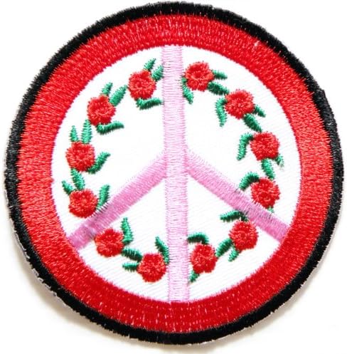 Rose Flower Peace Anti No War Sign Logo Hippie Retro Lady Rider Biker Tatoo Jacket T-shirt Vest Patch Sew Iron on Embroidered Badge Symbol Custom