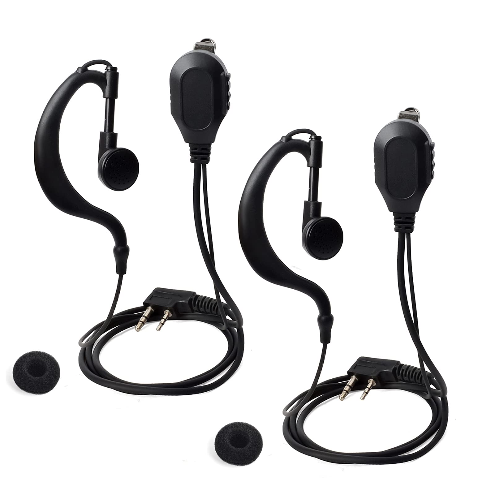 HYSHIKRA G-Shape Walkie Talkie Earpiece with Mic G Hanging Headset Compatible for Baofeng UV-5R BF-888S Kenwood Two Way Radio(2 Pack)