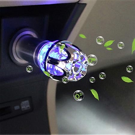 Amazon Deteker 車載用空気清浄器 イオン発生器 車用 脱臭器 マイナスイオン 簡単装着 シガーソケット取り付け型 12v車専用 ブルー ライト 黒 ブラック 空気清浄器 イオン発生器 脱臭器 車 バイク