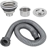 CYTGOUPER Stainless Steel Sink Strainer Plug-Hair Salon Shampoo Basin Drain Plug Kit with Flexible Hose,3.1"-3.5" Sink Openings with Hair Catcher Stopper for Shampoo Bed,kitchen