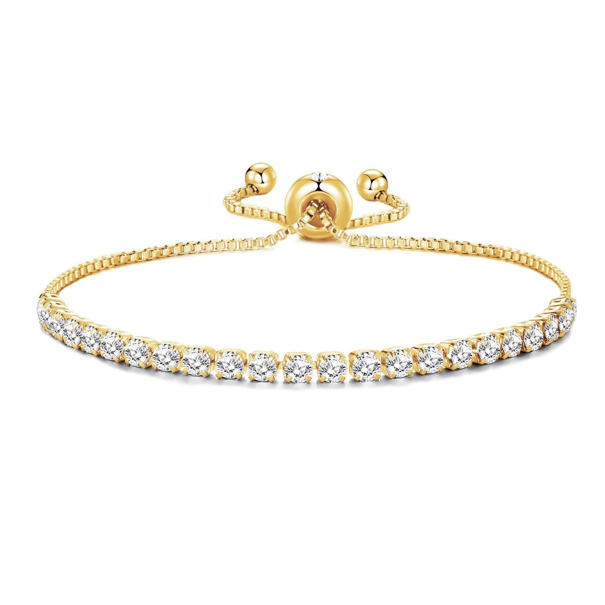 Philip Jones 18k Gold Plated Solitaire Friendship Slider Bracelet Created with Zircondia® Crystals