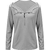 Chemo Port Shirts for Women 2 Side Snaps Long Sleeve Wear Post Surgery Recovery Tee Snap Tear Away Side Zippers Off Shirt