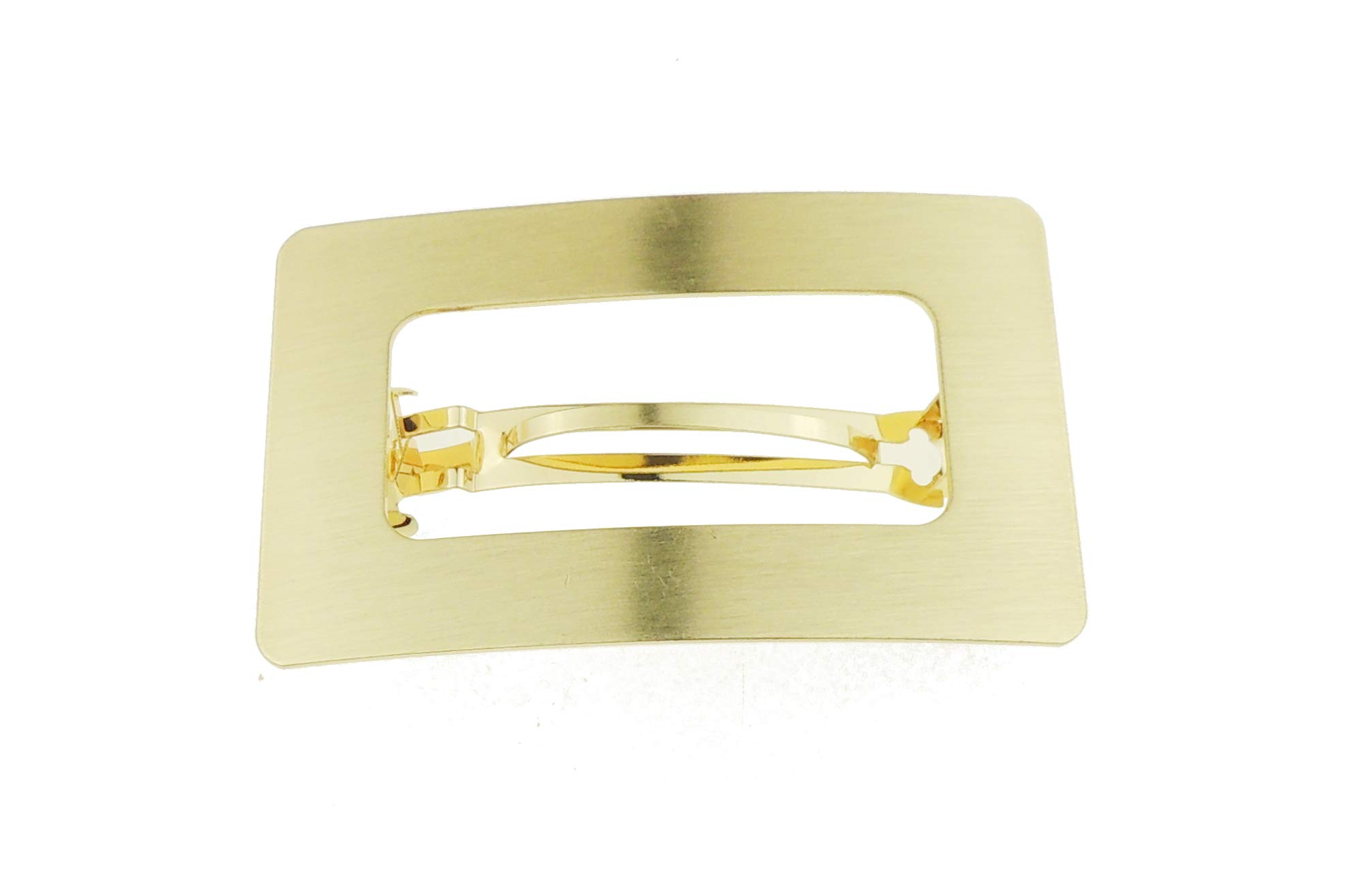 Womens Girls Shiny Modern Boho Metal Wedding Birthday Party Evening School Ponytail Fine Medium Hair Accessories Occasion Barrette Hairpin Grip French Spring Clip Oval Curved (Rectangle Gold Tone)