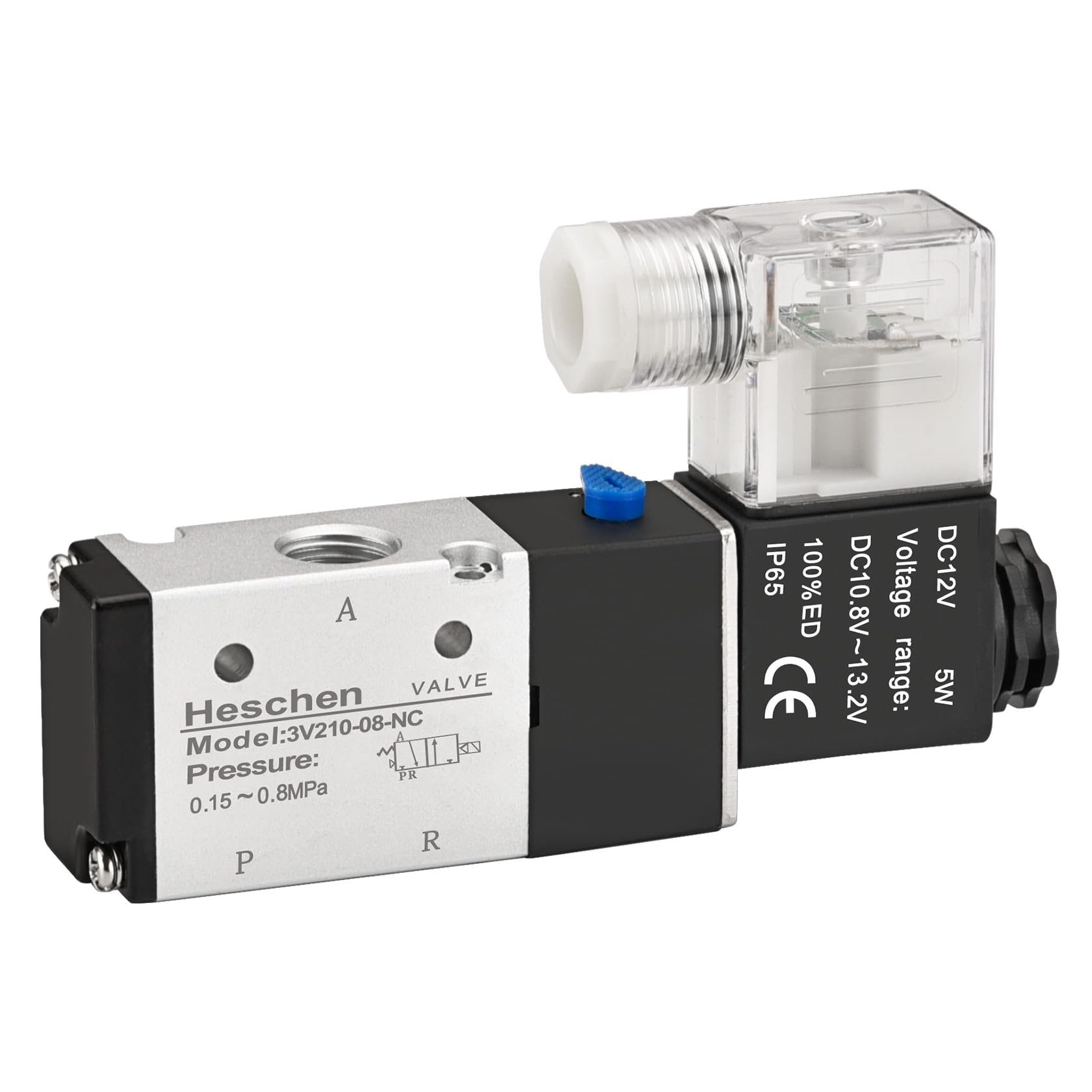 Heschen Electrical Pneumatic Solenoid Valve 3V210-08 PT1/4 3/2 Way (DC 12V)