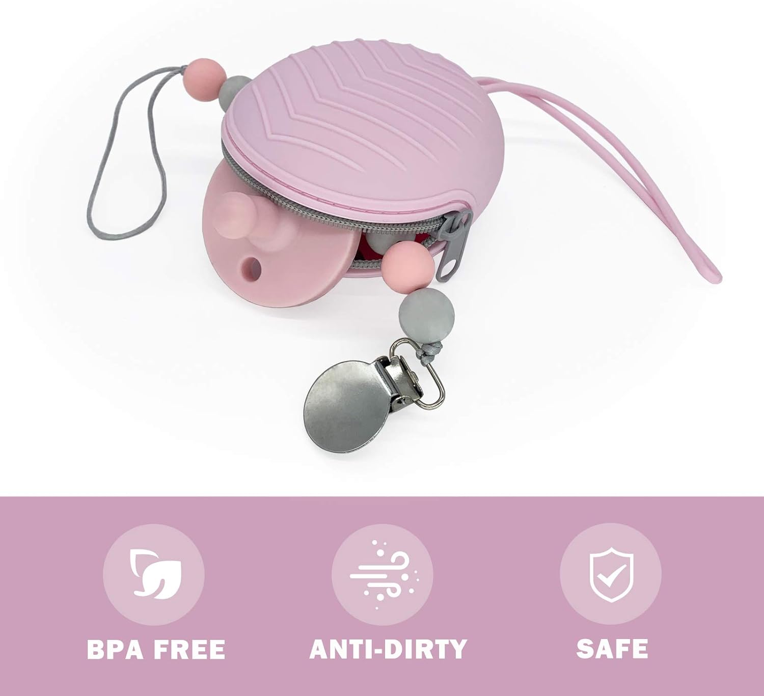 GOZIG Pacifier Holder Case, Update Silicone Cover for Baby Pacifier Storage (Pink): Kitchen & Dining