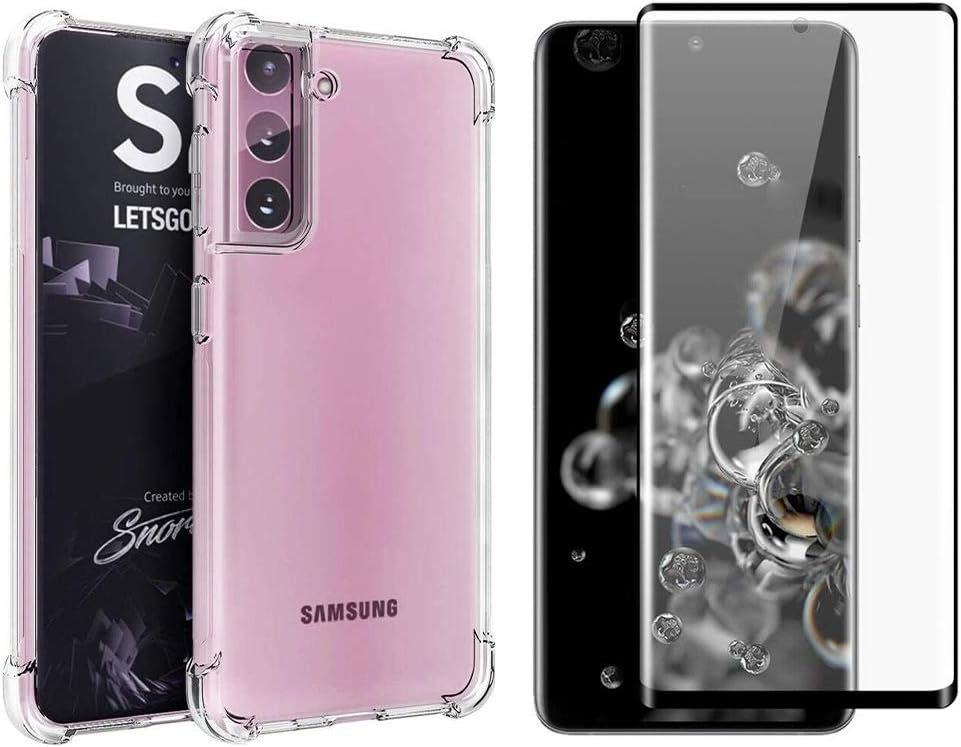 MARGOUN 2 Pack for Samsung Galaxy S21 Plus Case Cover with Screen Protector 9H Full Glue Curved Tempered Glass for Galaxy S21 plus/ S30 plus Case (6.7 inch) 2021